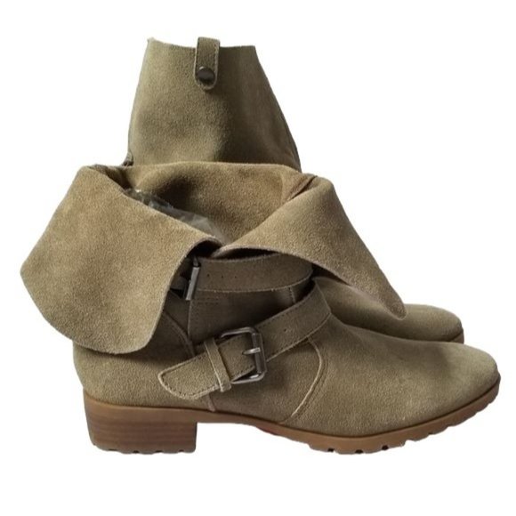 Dolce Vita DV Sage Green Floppy Suede Leather Mid calf Fold Over Boots Size 7 - Picture 5 of 6